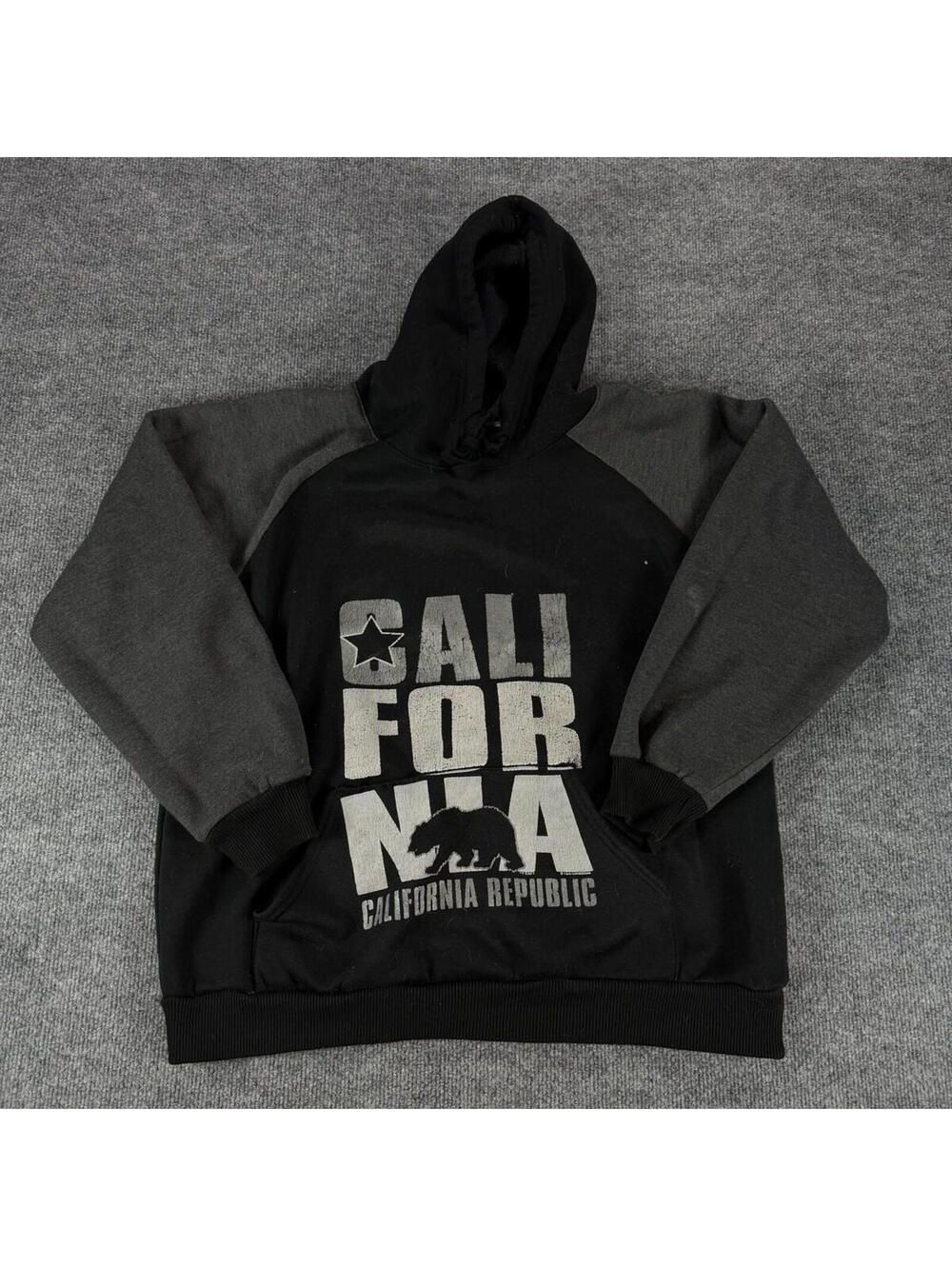 Vintage Hill Heavy Weight California Republic Hoodie Sweatshirt Large - 90s, Y2K